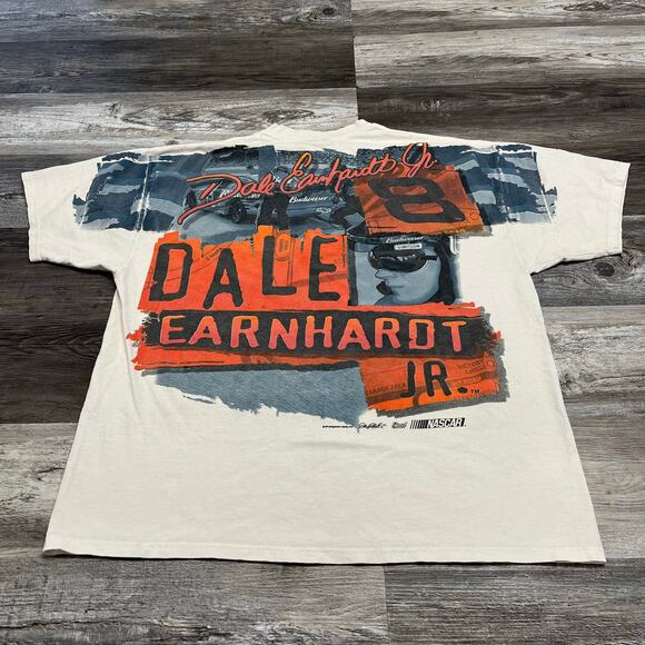 Vintage‎ Hase Authentics Dale Earnhardt Jr. White Mens XL Pre-Shrunk Racing Tee - Picture 7 of 9